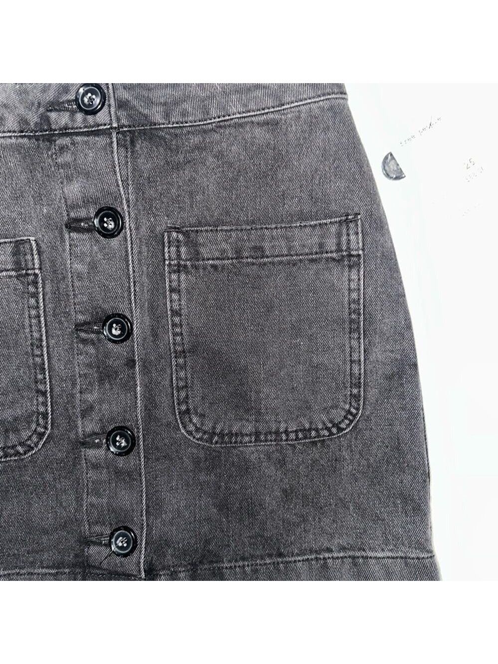 Free People Dark Gray Button-Front Midi Skirt we are the people NWT size 25 - Picture 6 of 15